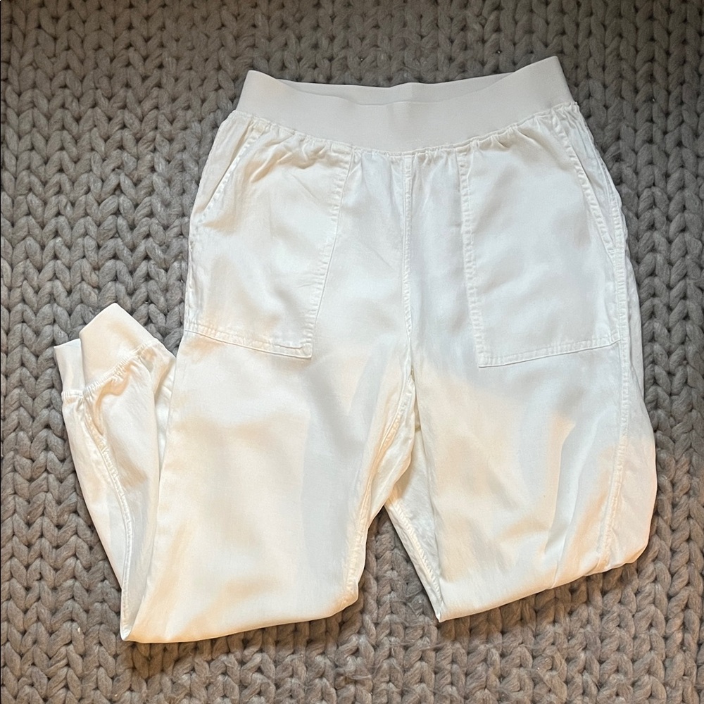 Faherty Arlie Day Pant Joggers – Women’s Size M – White Linen Blend
